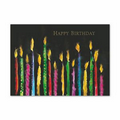 Watercolor Candles Birthday Card - Gold Lined White Envelope